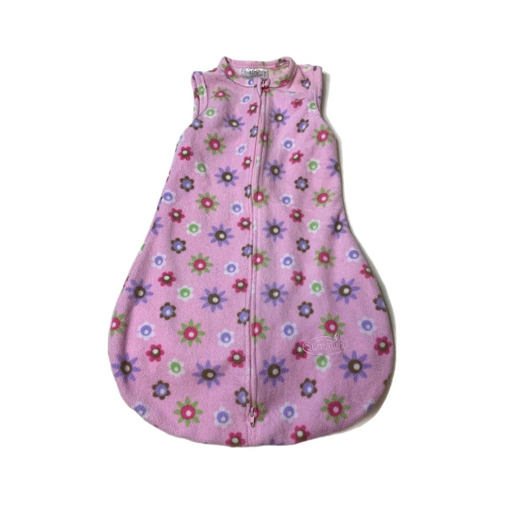 Summer Girls Pink Flower Fleece Sleep Sack 0-6M Small Medium